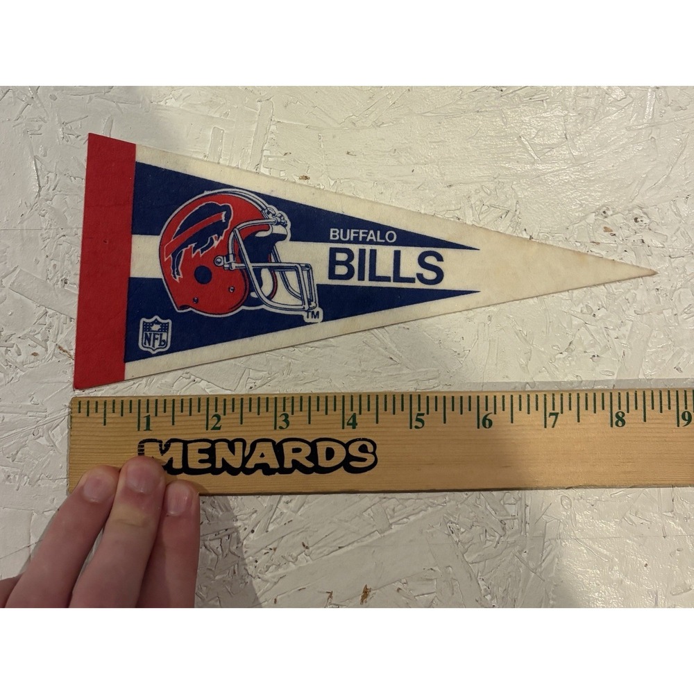 Vintage Buffalo Bills NFL Footbal Team Pennant Flag 4"x9" Helmet Logo